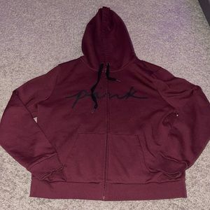 burgundy PINK full zip hoodie